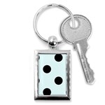 Polka Dots - Black on Bubbles Cyan Key Chain (Rectangle)