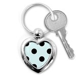 Polka Dots - Black on Bubbles Cyan Key Chain (Heart)