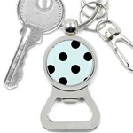 Polka Dots - Black on Bubbles Cyan Bottle Opener Key Chain