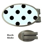 Polka Dots - Black on Bubbles Cyan Money Clip (Oval)