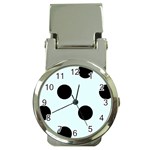 Polka Dots - Black on Bubbles Cyan Money Clip Watch