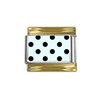 Polka Dots - Black on Bubbles Cyan Gold Trim Italian Charm (9mm)