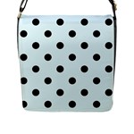 Polka Dots - Black on Bubbles Cyan Flap Closure Messenger Bag (L)