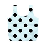 Polka Dots - Black on Bubbles Cyan Full Print Recycle Bag (M)