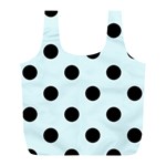 Polka Dots - Black on Bubbles Cyan Full Print Recycle Bag (L)