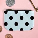 Polka Dots - Black on Bubbles Cyan Mini Coin Purse