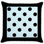 Polka Dots - Black on Bubbles Cyan Throw Pillow Case (Black)