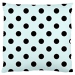 Polka Dots - Black on Bubbles Cyan Large Cushion Case (One Side)
