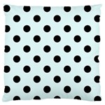 Polka Dots - Black on Bubbles Cyan Large Flano Cushion Case (Two Sides)