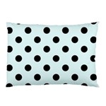 Polka Dots - Black on Bubbles Cyan Pillow Case (Two Sides)
