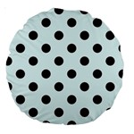 Polka Dots - Black on Bubbles Cyan Large 18  Premium Round Cushion
