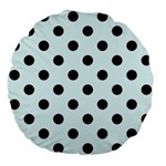 Polka Dots - Black on Bubbles Cyan Large 18  Premium Flano Round Cushion