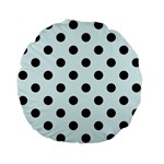 Polka Dots - Black on Bubbles Cyan Standard 15  Premium Flano Round Cushion