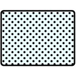 Polka Dots - Black on Bubbles Cyan Double Sided Fleece Blanket (Large) (Two Sides)