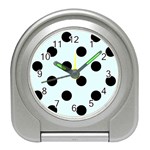 Polka Dots - Black on Bubbles Cyan Desk Alarm Clock