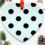 Polka Dots - Black on Bubbles Cyan Ornament (Heart)