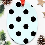 Polka Dots - Black on Bubbles Cyan Ornament (Oval)