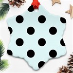 Polka Dots - Black on Bubbles Cyan Ornament (Snowflake)