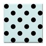 Polka Dots - Black on Bubbles Cyan Tile Coaster