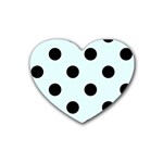 Polka Dots - Black on Bubbles Cyan Rubber Coaster (Heart)