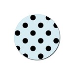 Polka Dots - Black on Bubbles Cyan Rubber Coaster (Round)