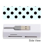 Polka Dots - Black on Bubbles Cyan Memory Card Reader (Stick)