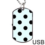 Polka Dots - Black on Bubbles Cyan Dog Tag USB Flash (Two Sides)