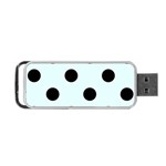 Polka Dots - Black on Bubbles Cyan Portable USB Flash (One Side)