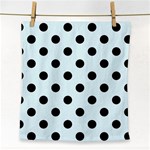 Polka Dots - Black on Bubbles Cyan Face Towel