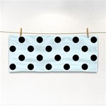 Polka Dots - Black on Bubbles Cyan Hand Towel