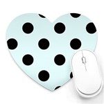 Polka Dots - Black on Bubbles Cyan Heart Mousepad