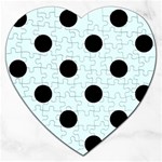Polka Dots - Black on Bubbles Cyan Jigsaw Puzzle (Heart)