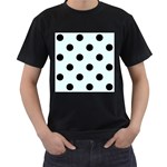 Polka Dots - Black on Bubbles Cyan Men s T-Shirt (Black)