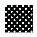 Polka Dots - Bubbles Cyan on Black Small Satin Scarf  (Square)