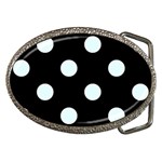 Polka Dots - Bubbles Cyan on Black Belt Buckle