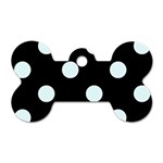 Polka Dots - Bubbles Cyan on Black Dog Tag Bone (Two Sides)