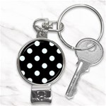 Polka Dots - Bubbles Cyan on Black Nail Clippers Key Chain
