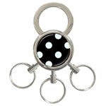Polka Dots - Bubbles Cyan on Black 3-Ring Key Chain