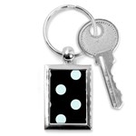 Polka Dots - Bubbles Cyan on Black Key Chain (Rectangle)