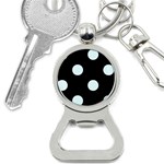 Polka Dots - Bubbles Cyan on Black Bottle Opener Key Chain