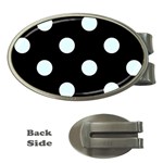 Polka Dots - Bubbles Cyan on Black Money Clip (Oval)