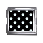 Polka Dots - Bubbles Cyan on Black Mega Link Italian Charm (18mm)
