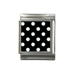 Polka Dots - Bubbles Cyan on Black Italian Charm (13mm)