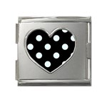 Polka Dots - Bubbles Cyan on Black Mega Link Heart Italian Charm (18mm)