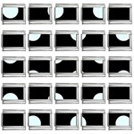 Polka Dots - Bubbles Cyan on Black 9mm Italian Charm (25 pack)