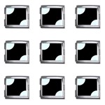 Polka Dots - Bubbles Cyan on Black Mega Link Italian Charm (9 pack)