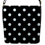 Polka Dots - Bubbles Cyan on Black Flap Closure Messenger Bag (S)