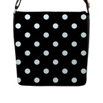 Polka Dots - Bubbles Cyan on Black Flap Closure Messenger Bag (L)