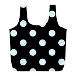 Polka Dots - Bubbles Cyan on Black Full Print Recycle Bag (L)