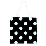 Polka Dots - Bubbles Cyan on Black Grocery Light Tote Bag
